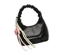 Elegante borsa a tracolla in pelle PU che combina stili retrò e borse a tracolla di lusso increspate sotto le ascelle borsa per l'uso quotidiano borsa a tracolla per tutti i giorni, Nero , One Size