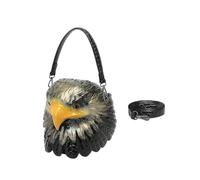 Elegante borsa a tracolla in pelle PU per uomini e donne con stampa gufo design leggero borsa a tracolla pratica per tutti i giorni noi, Nero , 20x20x22cm