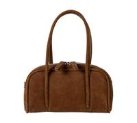 Elegante borsa a tracolla leggera ispirata alla coreana, pratica borsa a tracolla in pelle scamosciata per tutti i giorni essenziale borsa da bowling in stile coreano, Colore Castagno