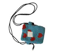 Elegante borsa a tracolla singola con motivo a pois in peluche borsa a tracolla per uso quotidiano e borsa professionale da viaggio casual, Blue Love, One Size