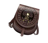 Elegante borsa a tracolla singola da donna con tracolla medievale europea in pelle PU borsa a tracolla retrò per le donne alla moda lato femminile, Caff, Bellezza di massa