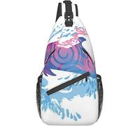 Elegante Borsa a Tracolla sul Petto Animali Delfino con Motivi Colorati Illustrazione della Vita Marina Sott'Acqua, Zaino a Tracolla Borsa sul Petto Regolabile Zainetto Casual Leggero per Uomo Donna a