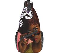 Elegante borsa a tracolla sul petto Black Woman con occhiali da sole Girl Magic, zaino a tracolla regolabile Borsa sul petto regolabile Leggero zainetto casual per uomo Donna Sport all'aria aperta Bic