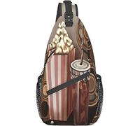 Elegante borsa a tracolla sul petto Bobine di film classici Old Fashion Popcorn, zaino a tracolla Borsa a tracolla regolabile Zaino casual leggero per uomo Donna Sport all'aria aperta Bicicletta Arram