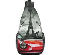 Elegante Borsa a Tracolla sul Petto Città Romantica Europea Parigi Stampa, Zaino a Tracolla Borsa sul Petto Regolabile Escursionismo Leggero Zainetto Casual per Uomo Donna Sport all'Aria Aperta Ciclis