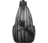 Elegante borsa a tracolla sul petto divertente nero grigio mani spaventose silhouette ombra ombre modello, zaino a tracolla tracolla regolabile zainetto casual leggero per uomo donna sport all'aria ap