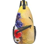 Elegante borsa a tracolla sul petto Fiori di papavero Fiordaliso Pastello Petalo di camomilla Opera d'arte, Zaino a tracolla Borsa a tracolla regolabile Leggero Zaino casual per uomo Donna Sport all'a