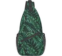 Elegante borsa a tracolla sul petto foglie della giungla tropicale modello foresta pluviale fresca Hawaii estate, zaino a tracolla borsa a tracolla regolabile leggero zainetto casual per uo
