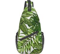 Elegante Borsa a Tracolla sul Petto Foglie Tropicali Fogliame di Palma Esotico Giungla Moda Pianta Verde, Zaino a Tracolla Borsa a Tracolla Regolabile Leggero Zainetto Casual per Uomo Donna all