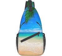Elegante borsa a tracolla sul petto Immagine dell'oceano di un'isola tropicale con le palme e la stampa a tema della della spiaggia del mare limpido, zaino a tracolla a tracolla Borsa sul petto