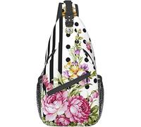 Elegante borsa a tracolla sul petto Motivo floreale con stile barocco, zaino a tracolla Borsa a tracolla regolabile Escursionismo leggero Zaino casual per uomo Donna Sport all'aria aperta Bicicletta A