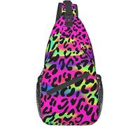 Elegante Borsa a Tracolla sul Petto Motivo Geometrico Luminoso Neon Astratto, Zaino a Tracolla Borsa sul Petto Regolabile Zainetto Casual Leggero per Uomo Donna Sport all'Aria Aperta Bicicletta Arramp