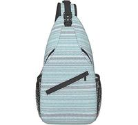 Elegante borsa a tracolla sul petto Onde Tema Zig Zag Immagine dai bordi nitidi nei toni del blu, zaino a tracolla Borsa a tracolla regolabile Zaino casual leggero per uomo Donna Sport all'aria aperta