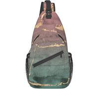 Elegante borsa a tracolla sul petto Rosa sfumata a fette Rosa di marmo Metallico Astratto Ombre Verde Fetta di agata ruvida Grafico a lamina incrinata, Zaino a spalla a tracolla Borsa a tracolla legge