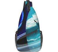 Elegante Borsa a Tracolla sul Petto Spazio Esterno Pianeta Terra Satellite, Zaino a Tracolla Borsa sul Petto Regolabile Escursionismo Leggero Zainetto Casual per Uomo Donna Sport all'Aria Aperta Bicic