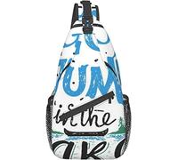 Elegante borsa a tracolla sul petto Vintage Tipografia Ispirazione Citazione Lago Segno Canoa Pesca Sport Tema, Zaino a tracolla Borsa a tracolla regolabile Leggero Zainetto casual per uomo Donna