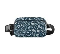 Elegante borsa a tracolla vintage blu inchiostro bianco modello uomo donna mini borsa a tracolla antifurto con cinghia regolabile per viaggi, corsa, escursionismo, Colore Blu Inchiostro Vintage Motivo