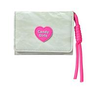 Elegante borsa corta in PU con combinazione di colori caramella tasche per carte integrate e finestra di identificazione trasparente per le donne portafoglio color caramella, Verde chiaro, Bellezza di