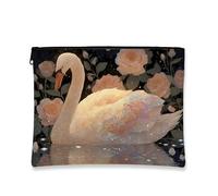 Elegante borsa cosmetica a forma di cigno, organizer da viaggio per trucco da donna, piccola borsa portatile in tela con cerniera, borsa regalo per articoli da toeletta per festival di primavera