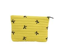 Elegante borsa cosmetica Bowknot multifunzionale Bowknot fantasia del supporto del trucco sacchetti per la conservazione ordinata e pulita, Giallo