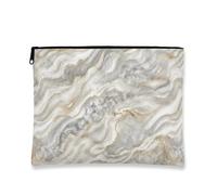 Elegante borsa cosmetica in marmo, moderna borsa da viaggio grigia per donne, organizer portatile per trucco con cerniera, borsa da toilette invernale per la cura della pelle, Grigio, 7x9 Inch, marmo