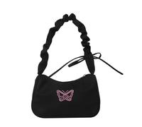 Elegante borsa da donna sotto le ascelle alla moda pieghettata borse a tracolla borsa in nylon, Nero