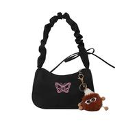 Elegante borsa da donna sotto le ascelle alla moda pieghettata borse a tracolla borsa in nylon, Nero