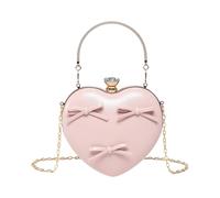 Elegante borsa da sera a forma di cuore per le donne pratiche borse a tracolla in PU borsa con fiocchi ornamento per feste Prom evento borsa, P, One Size