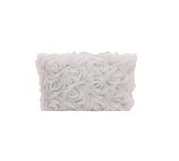 Elegante borsa da sera con design a rosa increspata in tessuto morbido borsa leggera compatta per tutti i giorni per feste shopping borsa portatile, bianco