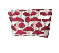 Elegante borsa da toilette a tema fungo, interno spazioso e cerniera ad accesso rapido, ideale per organizzare borsa per il trucco stampata alla moda, Rosso, A, Bellezza di massa