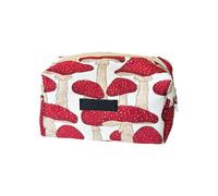 Elegante borsa da toilette a tema fungo, interno spazioso e cerniera ad accesso rapido, ideale per organizzare borsa per il trucco stampata alla moda, Rosso, B, Bellezza di massa