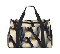 Elegante borsa da trasporto pieghevole con stampa di una folla di pinguini, grande capacità, per viaggi di fine settimana in aereo