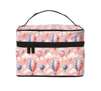 Elegante borsa da trucco con stampa a mongolfiera, graziose borse per cosmetici da donna, grande borsa organizer da viaggio per il trucco