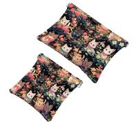 Elegante borsa da trucco impermeabile per donne in viaggio, 2 pezzi, motivo: gattino 1501, Multicolore, A：7.1x5.8in/18x14.8cm，B:4.7x4.5in/12x11.5cm