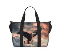 Elegante borsa da viaggio a tracolla con fiore di peonia, impermeabile, borsa da palestra di grande capacità, L'aquila vola coraggiosamente nel cielo, Taglia unica