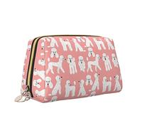Elegante borsa da viaggio in pelle per cosmetici, cane posa razza barboncino modello impermeabile borsa per trucco borsa da toilette borsa organizer custodia con cerniera per donne gioielli cosmetici