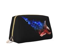Elegante borsa da viaggio in pelle per cosmetici, la coda dell'aquila volante ha una luce blu impermeabile borsa per trucco borsa da toilette borsa organizer custodia con cerniera per gioielli da don