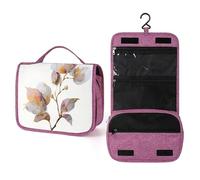 Elegante borsa da viaggio per articoli da toeletta da donna, con stelo con fiore in fiore, organizer da appendere con gancio per shampoo