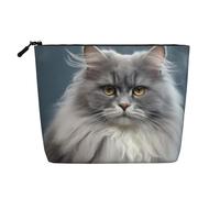 Elegante borsa da viaggio per il trucco da donna a forma di gatto invernale, grande capacità, impermeabile, monostrato, in imitazione canapa, con cerniera, portatile.