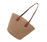 Elegante borsa di paglia per le donne, alla moda, borsa a tracolla da spiaggia, ideale per shopping in città e feste di grande capacità, Caff, One Size