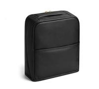 Elegante borsa for cosmetici portatile divisa in due parti, borsa for trucchi da viaggio pieghevole in piedi con specchio e porta pennelli, multitasche di grande capacità(Black)