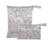 Elegante borsa impermeabile Pasley floreale grigio colorato 2 pezzi essenziali da viaggio per bambino con manici per fare il bagno e la palestra