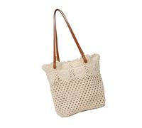 Elegante borsa in cotone scava fuori per le donne moda spalla borsa da spiaggia grande per la città shopping e le vacanze partito donne alla moda, Beige, One Size