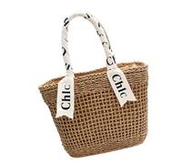 Elegante borsa in paglia dal design cavo, varie opzioni di trasporto, borsa a tracolla da viaggio per shopping o gite in spiaggia, Kaki, Large, Bohémien
