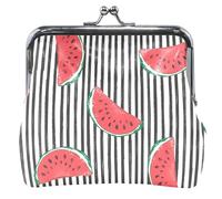 Elegante borsa in pelle con motivo a righe di anguria estiva, per donna, bella fibbia e chiusura a bacio, elegante striscia di anguria estiva, UNITALLA Classic, eleganti strisce di anguria estiva