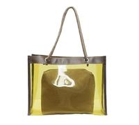 Elegante borsa in PVC trasparente da donna, leggera, da spiaggia, con spaziosa borsa a tracolla interna e trousse per cosmetici, grande capacità, Giallo