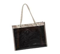 Elegante borsa in PVC trasparente da donna, leggera, da spiaggia, con spaziosa borsa a tracolla interna e trousse per cosmetici, grande capacità, Nero