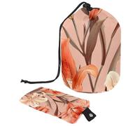 Elegante borsa per cosmetici da viaggio con gigli salmoni, borsa per il trucco da donna, borsa pieghevole da viaggio con coulisse, borsa da toilette portatile, Elegante Gigli Salmone,