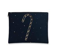 Elegante borsa per il trucco a forma di bastoncino di zucchero, blu navy, borsa da viaggio per cosmetici, da donna, piccola borsa portatile con cerniera in tela, Navy, 7x9 Inch, Candy Cane