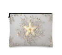 Elegante borsa per il trucco a forma di stella, borsa da viaggio vintage floreale per donne, piccola borsa portatile in tela con cerniera, borsa da toilette per la cura della pelle delle vacanze